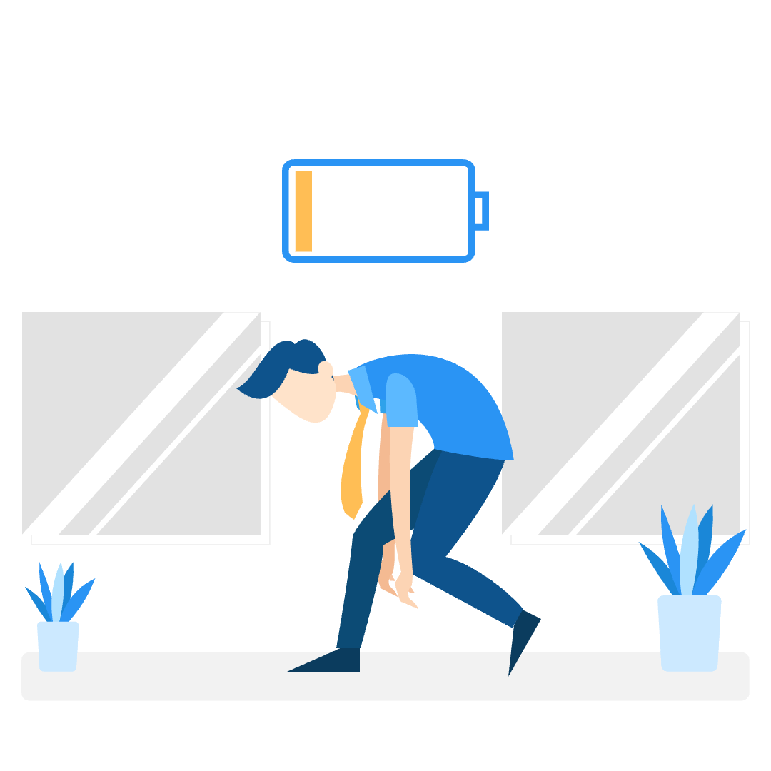 疲れている状況のイラスト